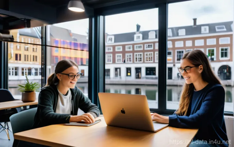 데이터사이언스 필수 프로그래밍 - **"A vibrant and modern co-working space in the heart of a Dutch city. A diverse group of young, pro...