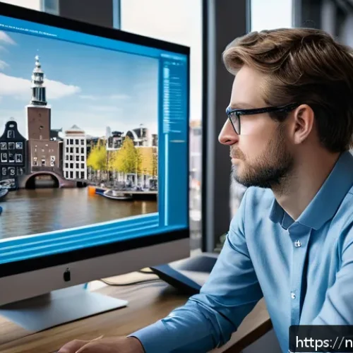 데이터사이언스 관련 연봉 정보 - A professional Dutch data scientist working in a modern office in Amsterdam, dressed in smart casual...